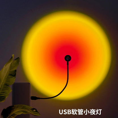 USB Sunset Projection Lamp Rainbow Atmosphere Night Light Sunset Light for Photography Selfie Coffee Store Live Wall Decoration